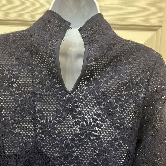 VENUS Blue Long Sleeve Sheath Maxi Dress And Slip Sz Small 2 Pieces Floral Lace - Picture 10 of 17